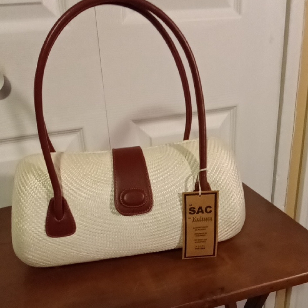 Elegant White and Brown Shoulder Bag